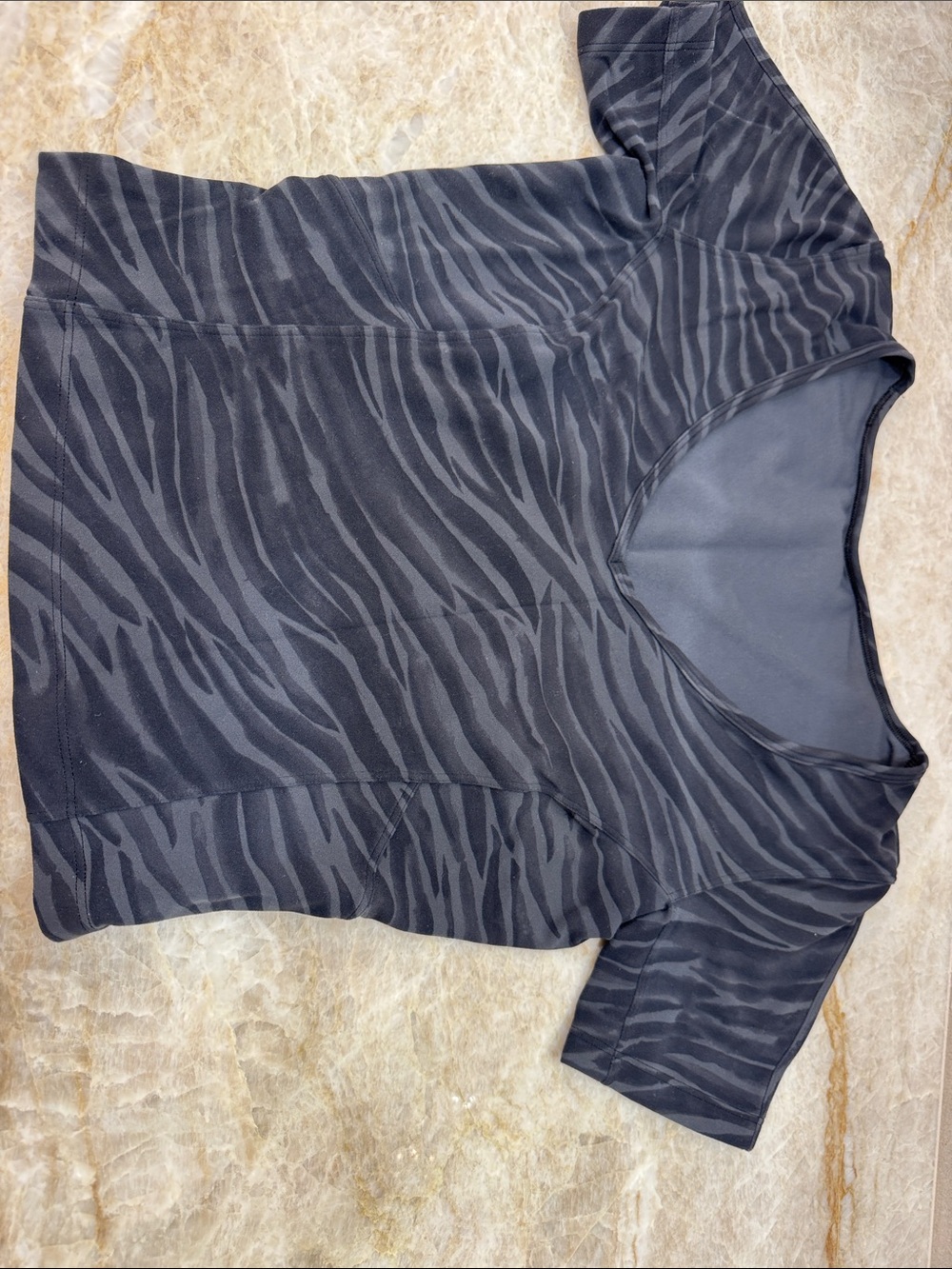 lululemon athletica Black & Gray Zebra-Print Short Sleeve Top